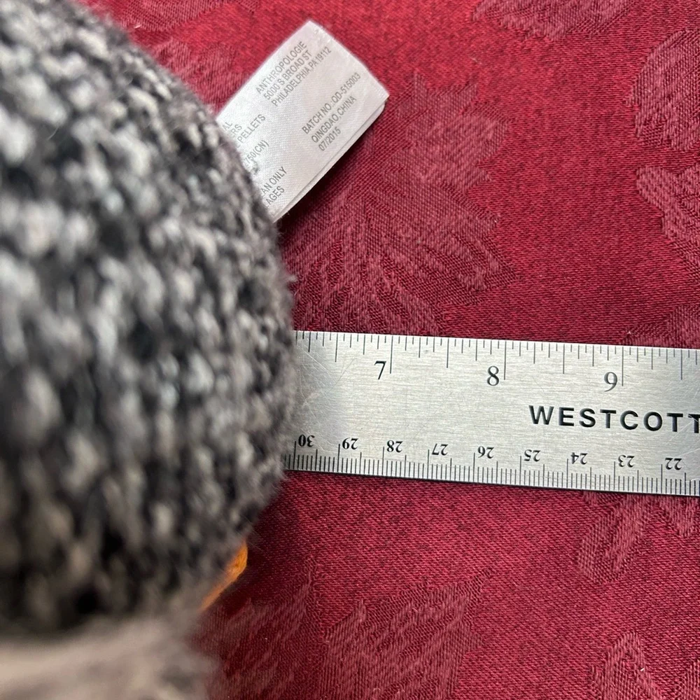 Anthropologie knitted Black and White Penguin with earmuffs‎ Plush Stuffy Toy
